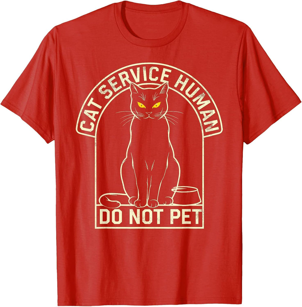 Cute Introvert Cat Service Human Do Not Pet Funny Cat Joke T-Shirt - Red