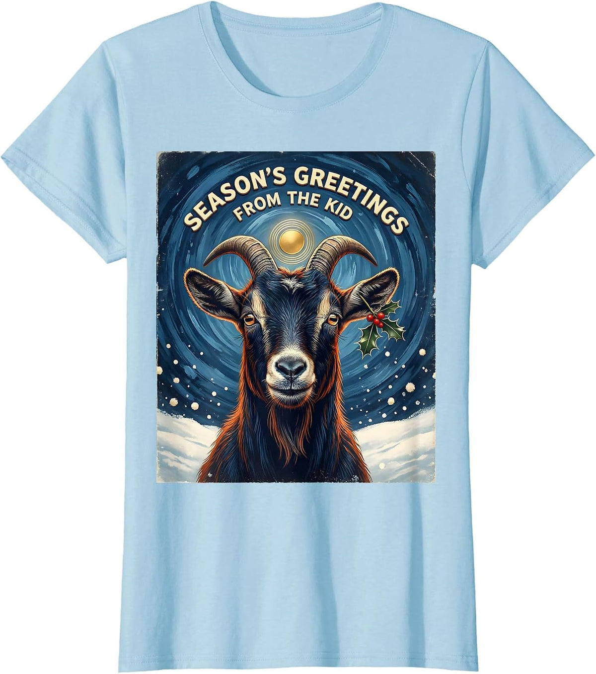 Season's Greetings From The Kid Vintage Holiday Animal Lover T-Shirt - Baby Blue