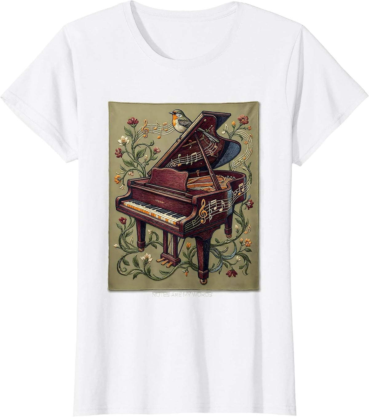 Notes Are My Words Music Teacher Design T-Shirt - White