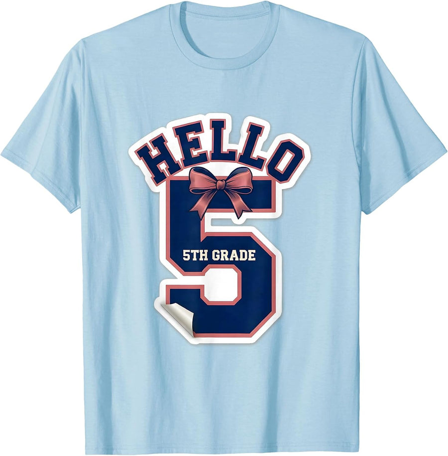 Men's Hello 5th Grade Cute Back To School Teacher Student First T-Shirt - Baby Blue