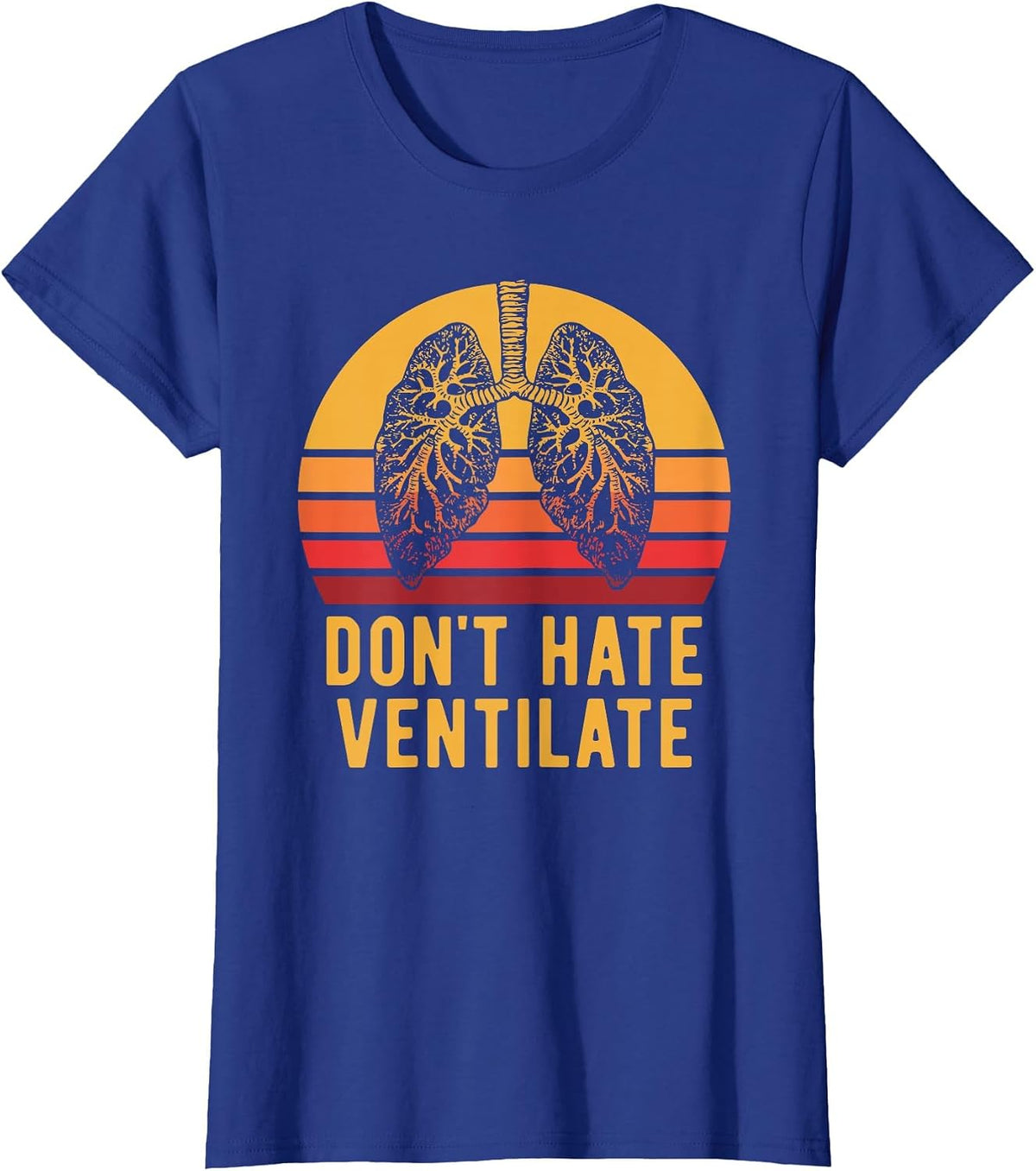 Retro Lungs Pulmonary Rehab Ventilate Respiratory Therapist T-Shirt - Royal Blue