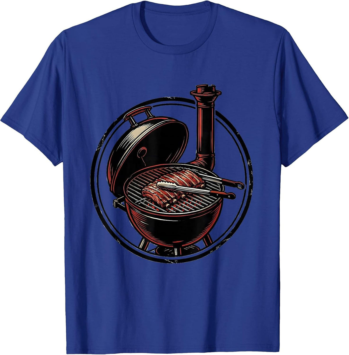Smoking Barrel BBQ Pitmaster Humor Grill Dad T-Shirt - Royal Blue
