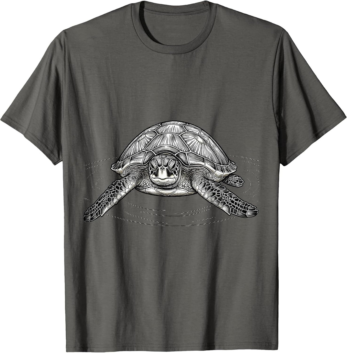 Sea Turtle Line Art Animal Lover Gift T-Shirt - Asphalt Grey