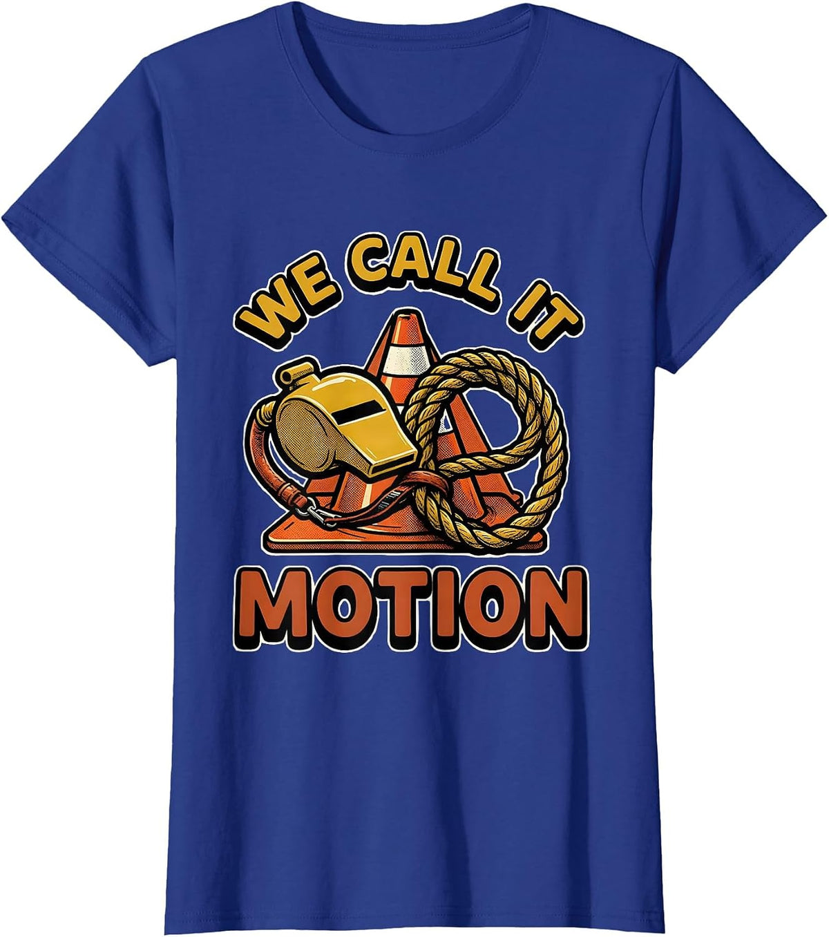Women's We Call It Motion Retro Cartoon PE Teacher Back To School T-Shirt - Royal Blue