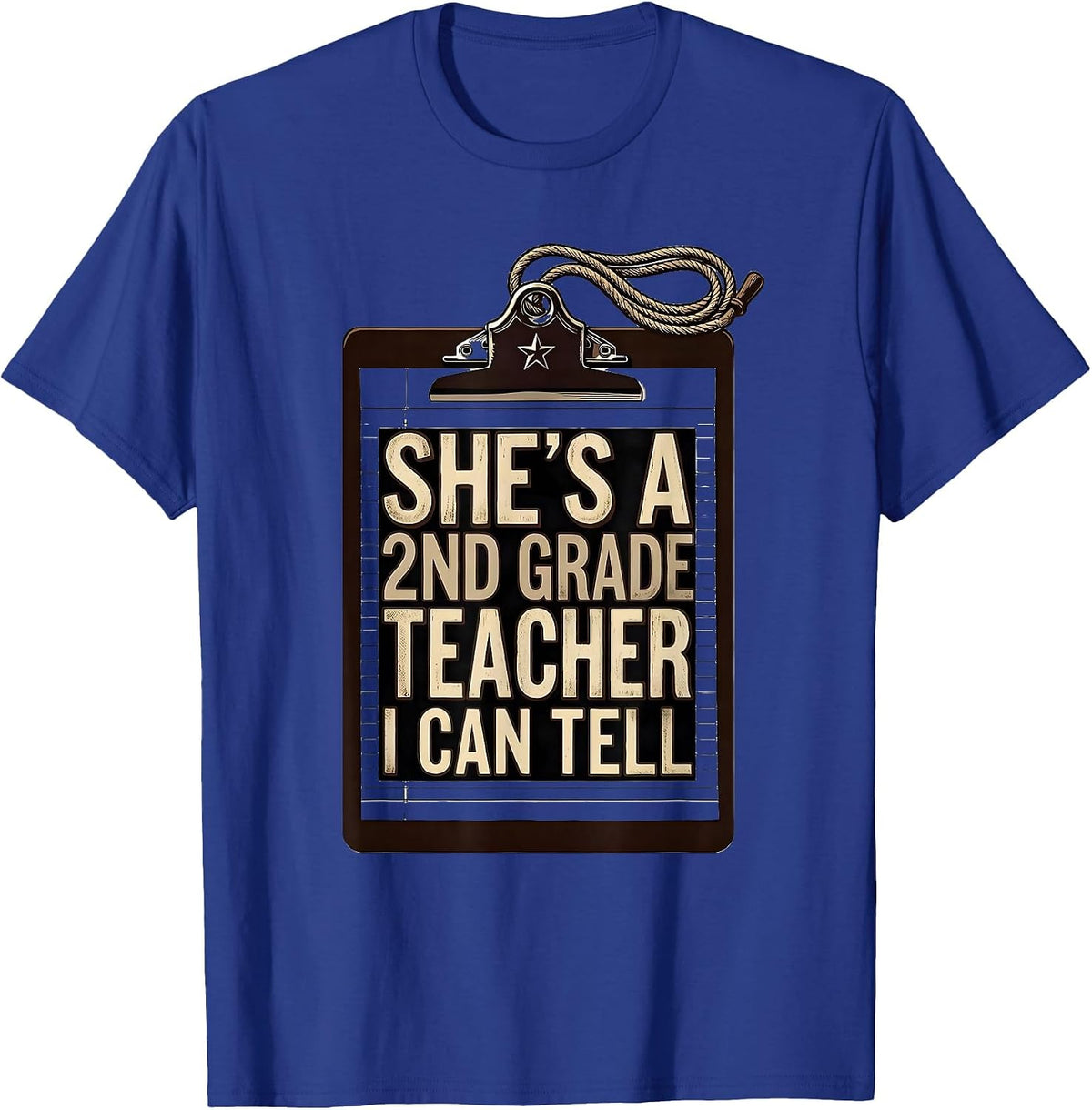 She's A 2nd Grade Teacher I Can Tell Western Cowgirl Back T-Shirt - Royal Blue