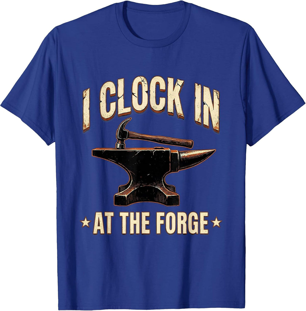 Men's I Clock In At The Forge Vintage Blacksmith Forge Craft Pride T-Shirt - Royal Blue