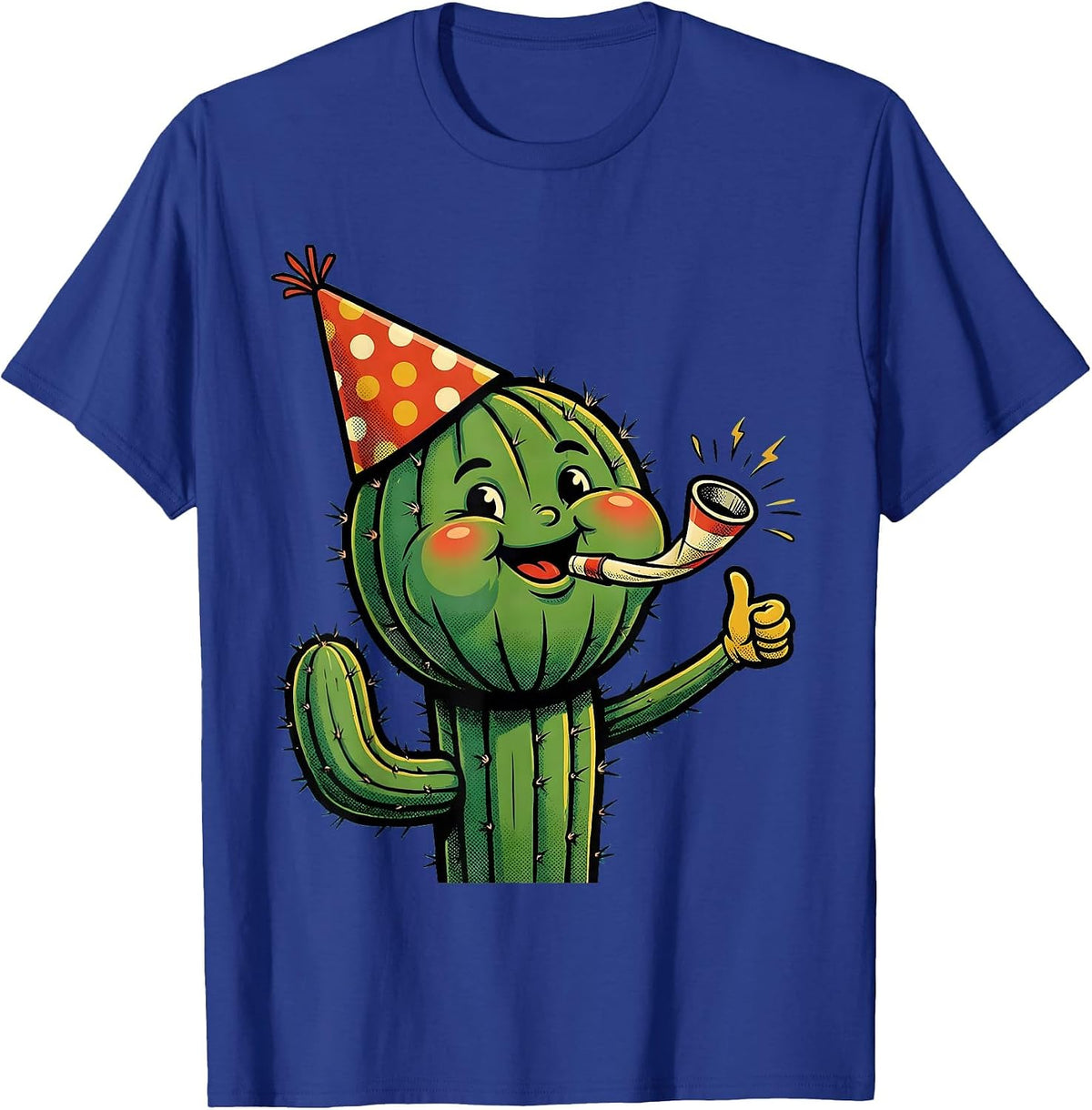 Fiesta Cactus Party Hat Noisemaker Celebration T-Shirt - Royal Blue