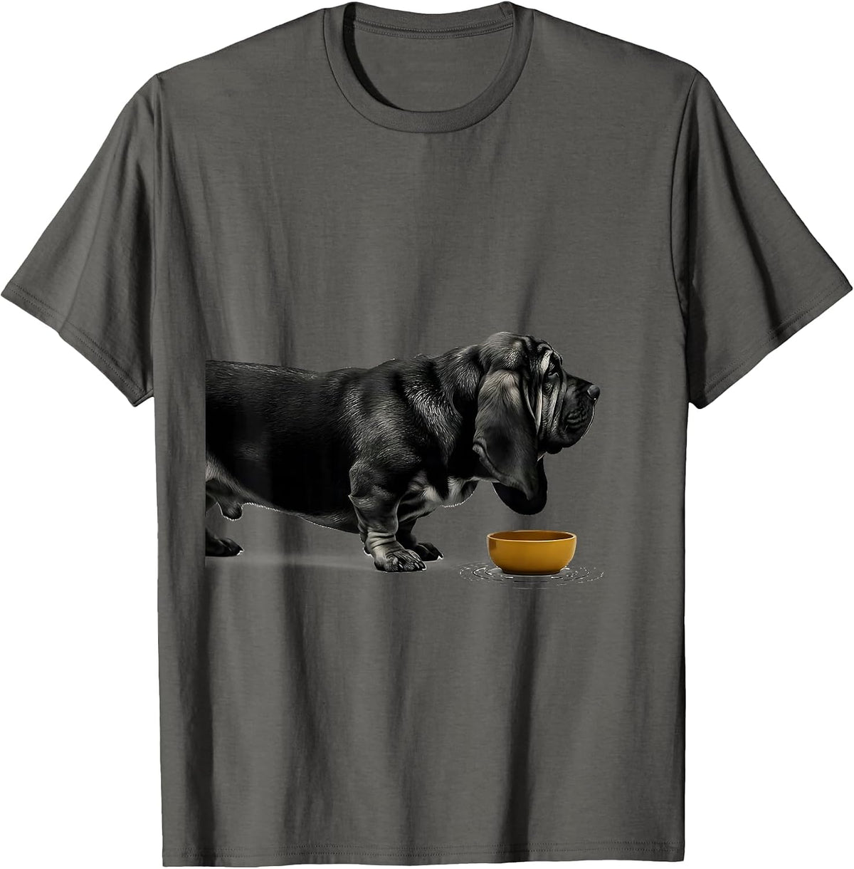 Basset Hound Long Ear Water Ripple Funny Dog Lover T-Shirt - Asphalt Grey