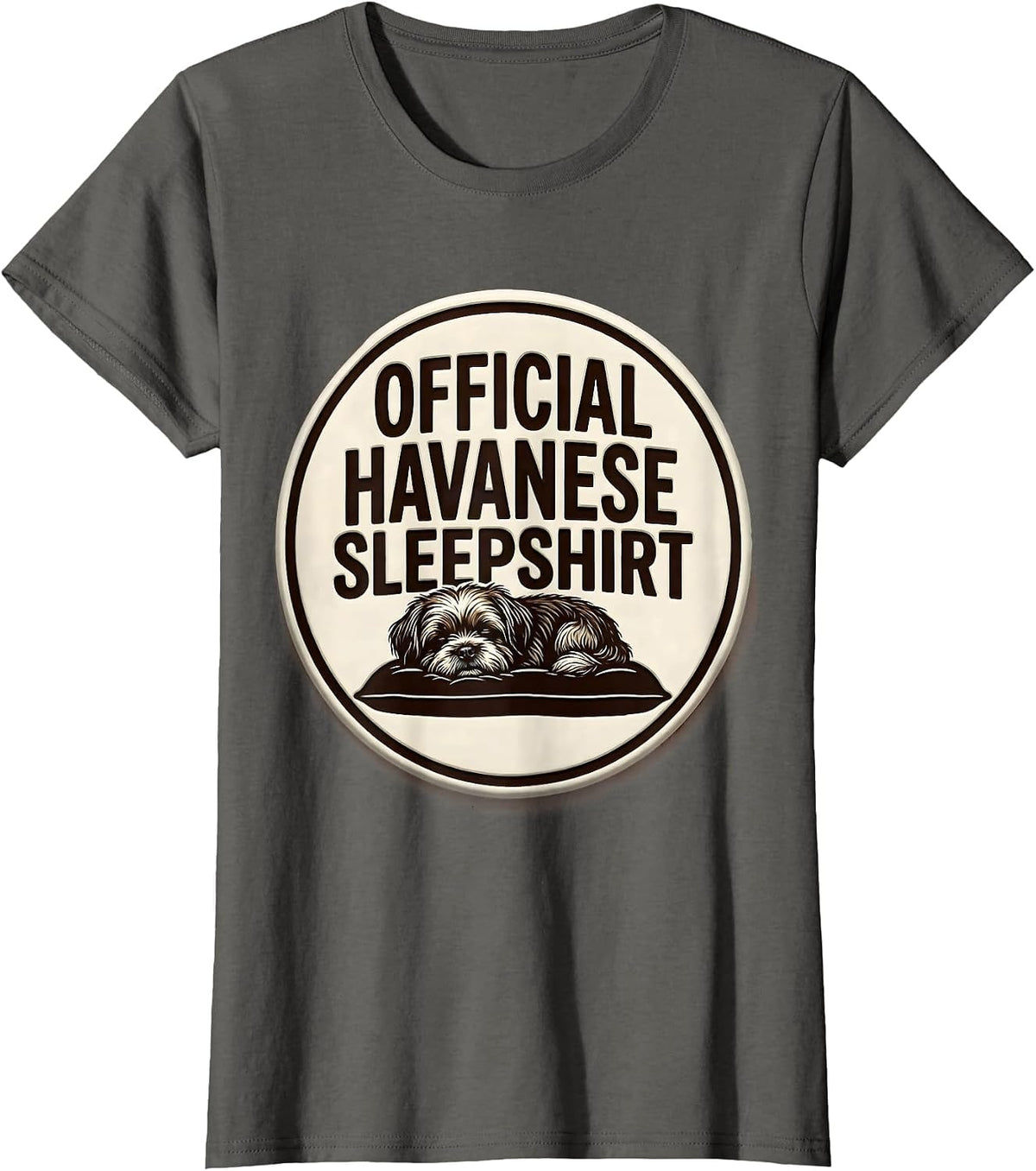 Women's OFFICIAL HAVANESE SLEEPSHIRT Cute Dog Breed Pajama Nightgown T-Shirt - Asphalt Grey