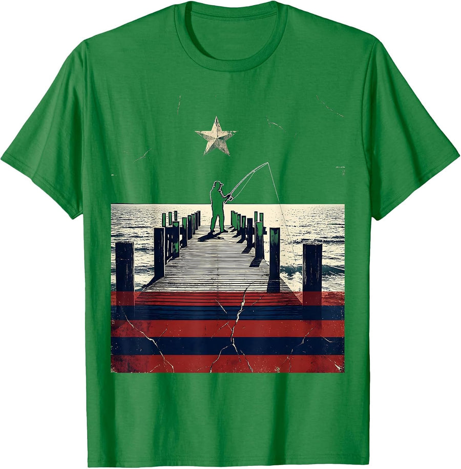 Men's Gulf of America Fisherman Pier Casting Line T-Shirt - Kelly Green