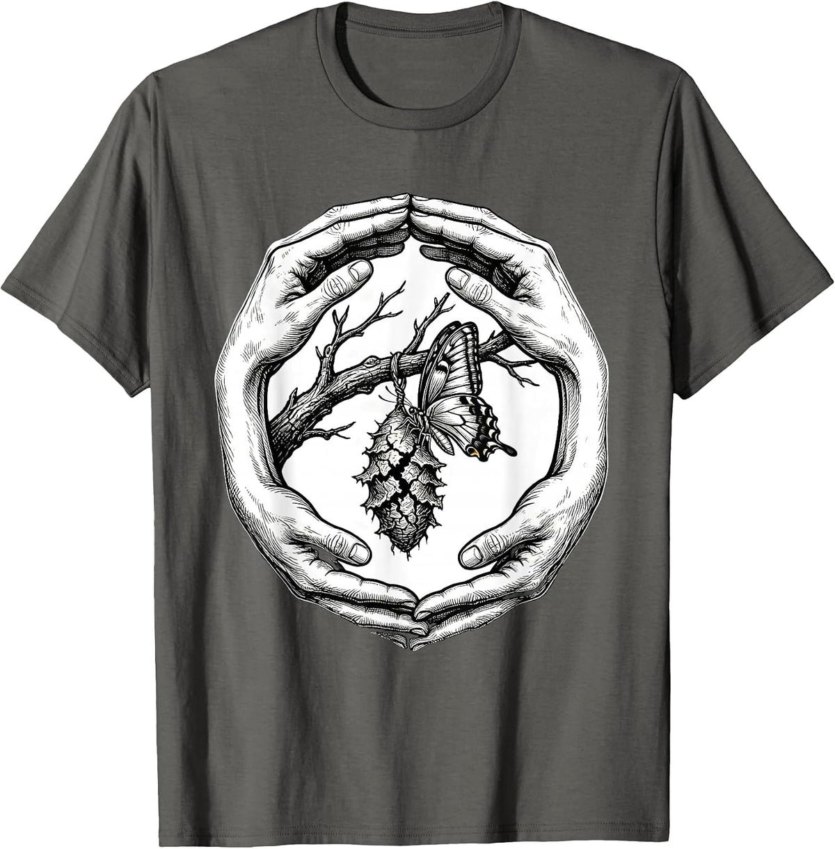 Men's Social Worker Butterfly Emerging Cocoon Graphic T-Shirt - Asphalt Grey