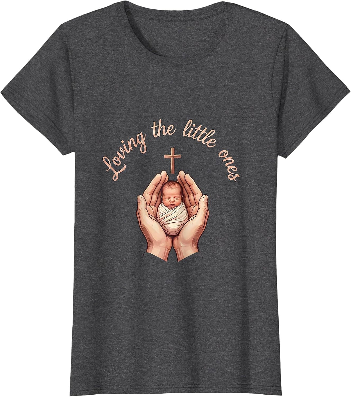Women's NICU Nurse Loving the Little Ones Design T-Shirt - Dark Heather Grey
