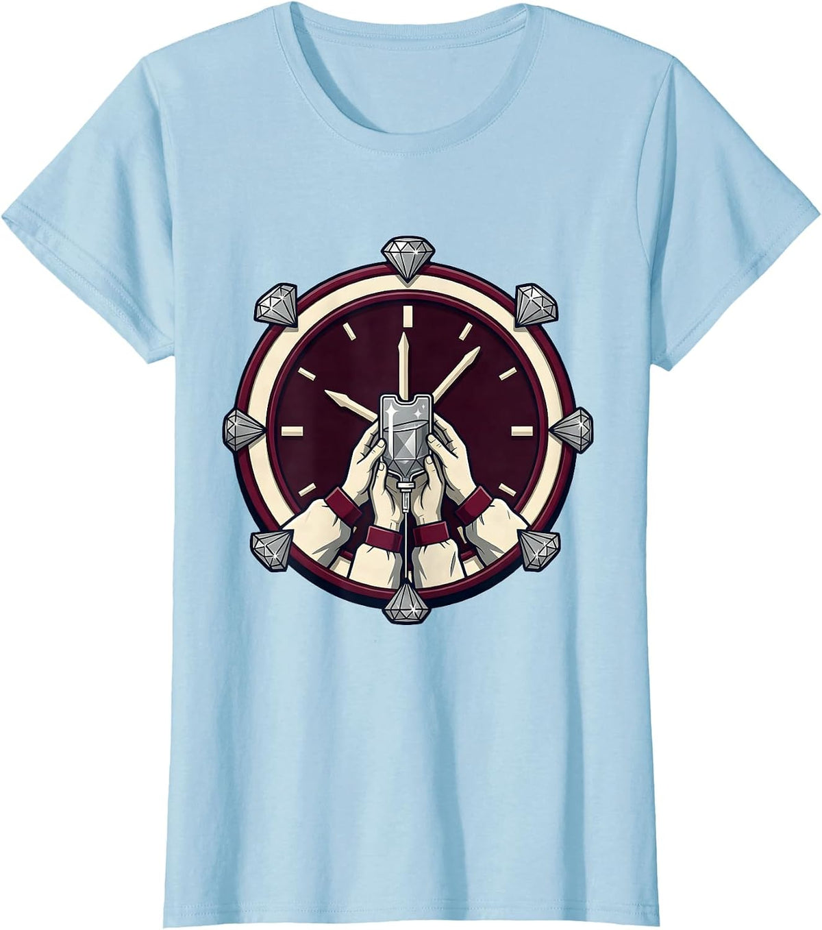 Women's Sealed Hands IV Drip Nurse Crew New Year Party T-Shirt - Baby Blue