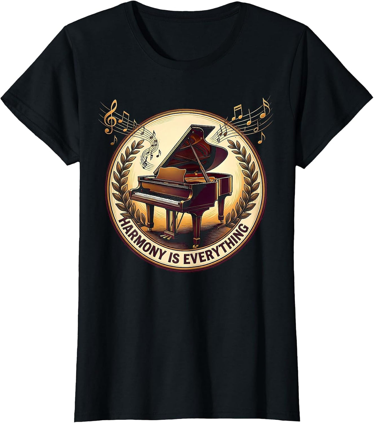 Harmony Is Everything Music Teacher Design T-Shirt - Black