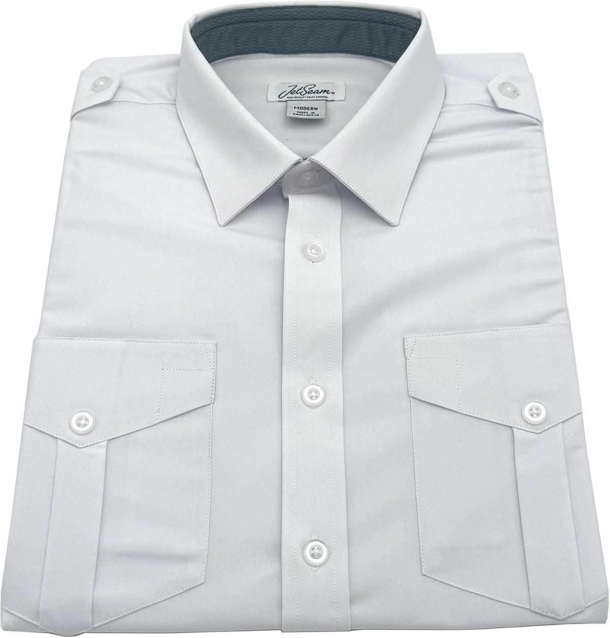 Men's Modern Cut White Label Long Sleeve Pilot Shirt - White