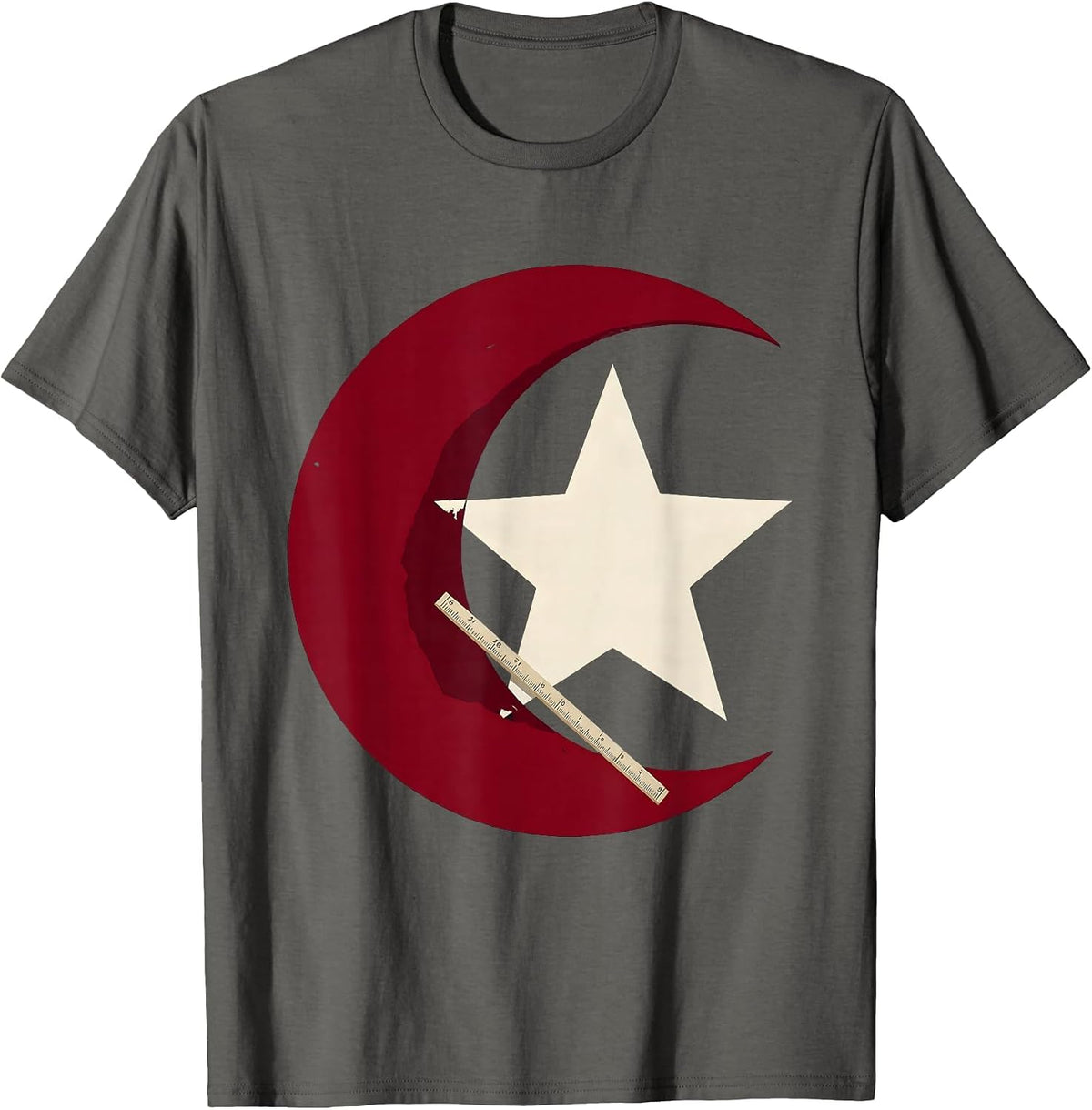 Men's Red Hammer And Sickle Silhouette Soviet Era Nostalgia T-Shirt - Asphalt Grey