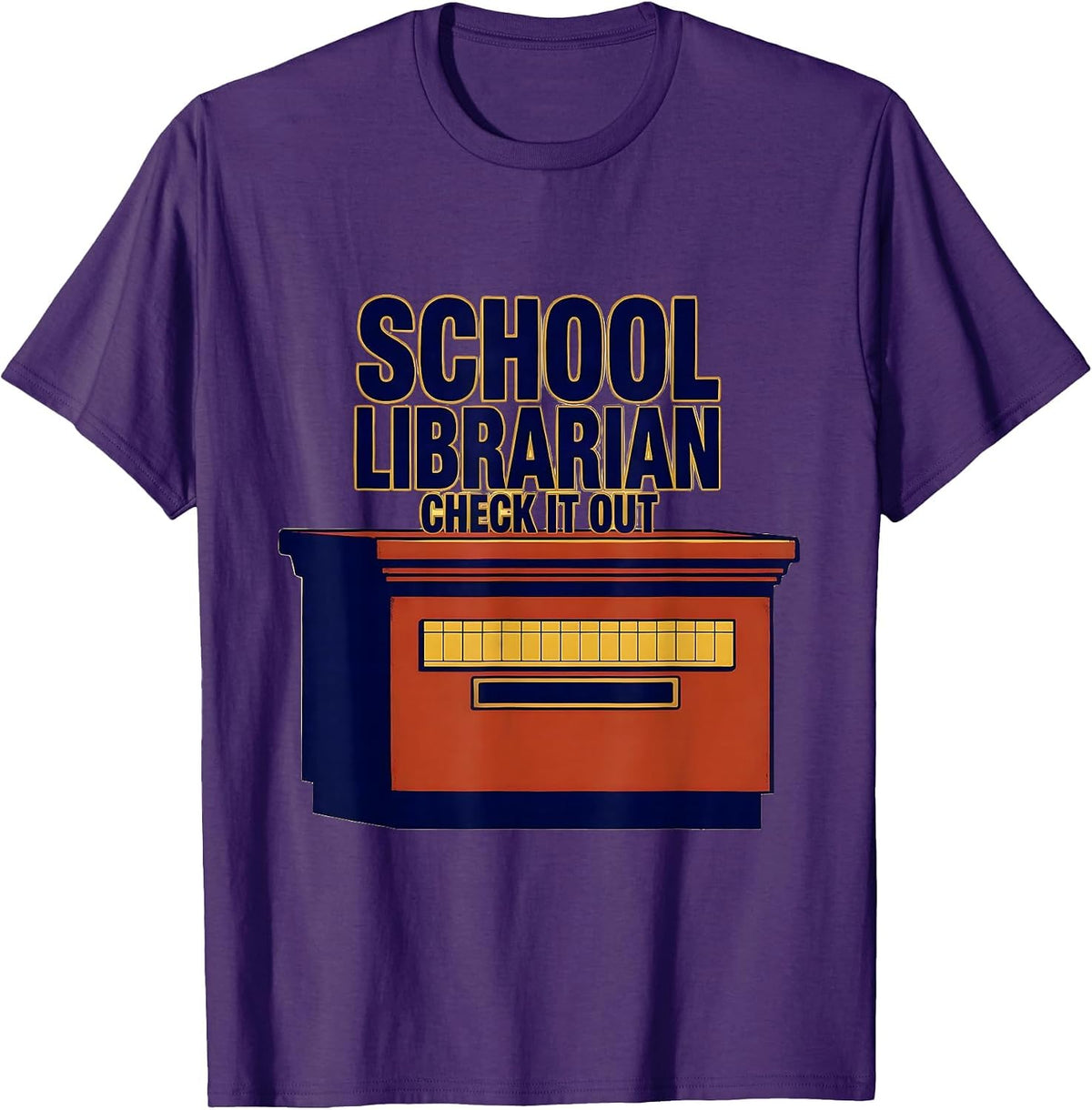 Men's School Librarian, Check It Out Funny Librarian Humor T-Shirt - Purple