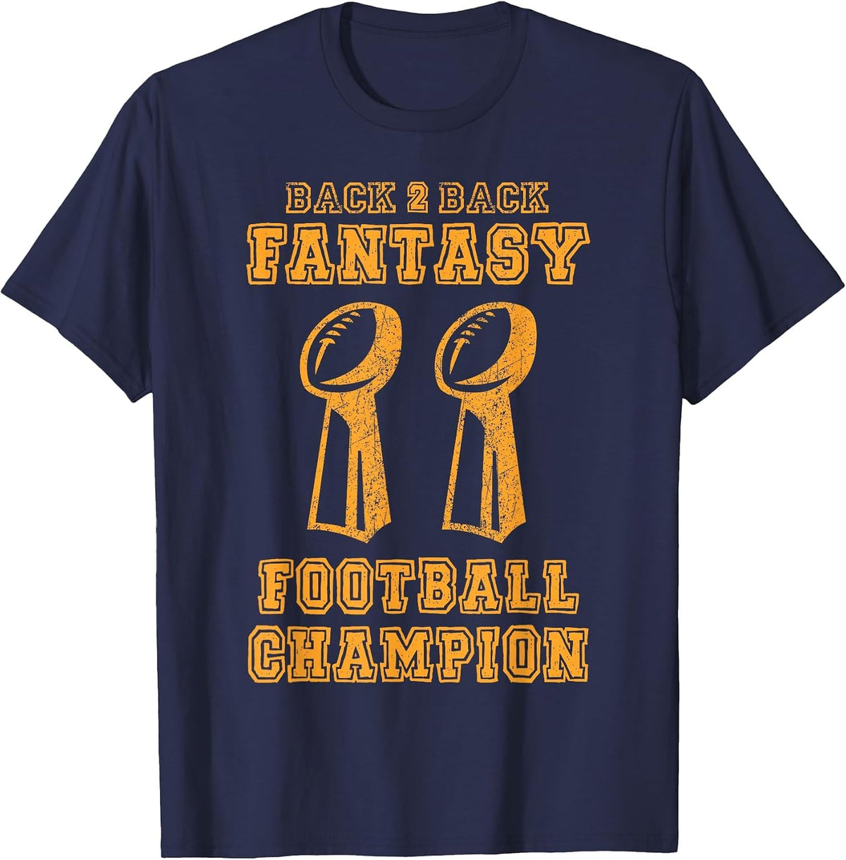 Back to Back Champion Fantasy Football Draft Party Kit T-Shirt - Navy Blue