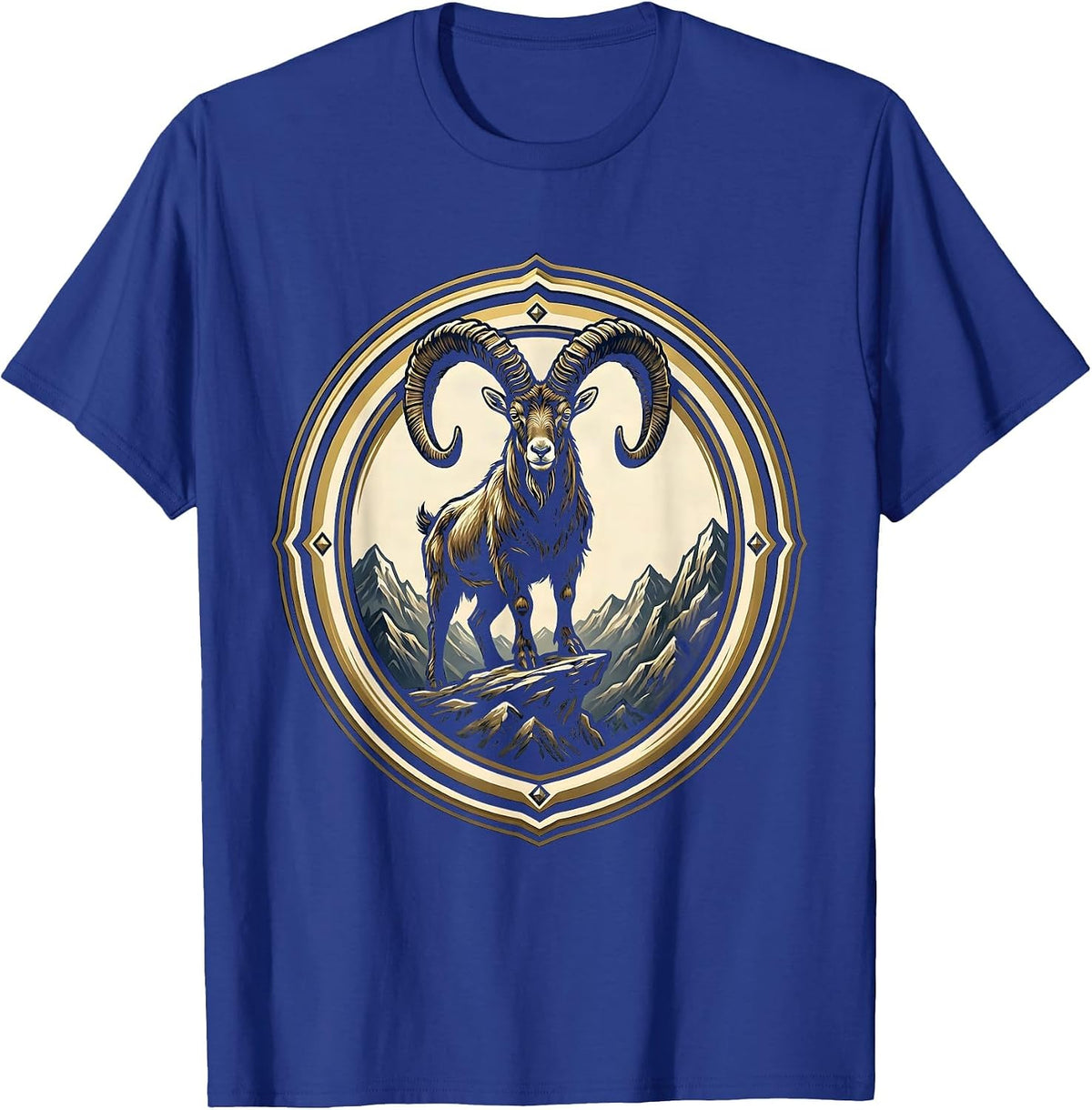Men's Mountain Goat Cliff Edge Freedom Long Sleeve T-Shirt - Royal Blue