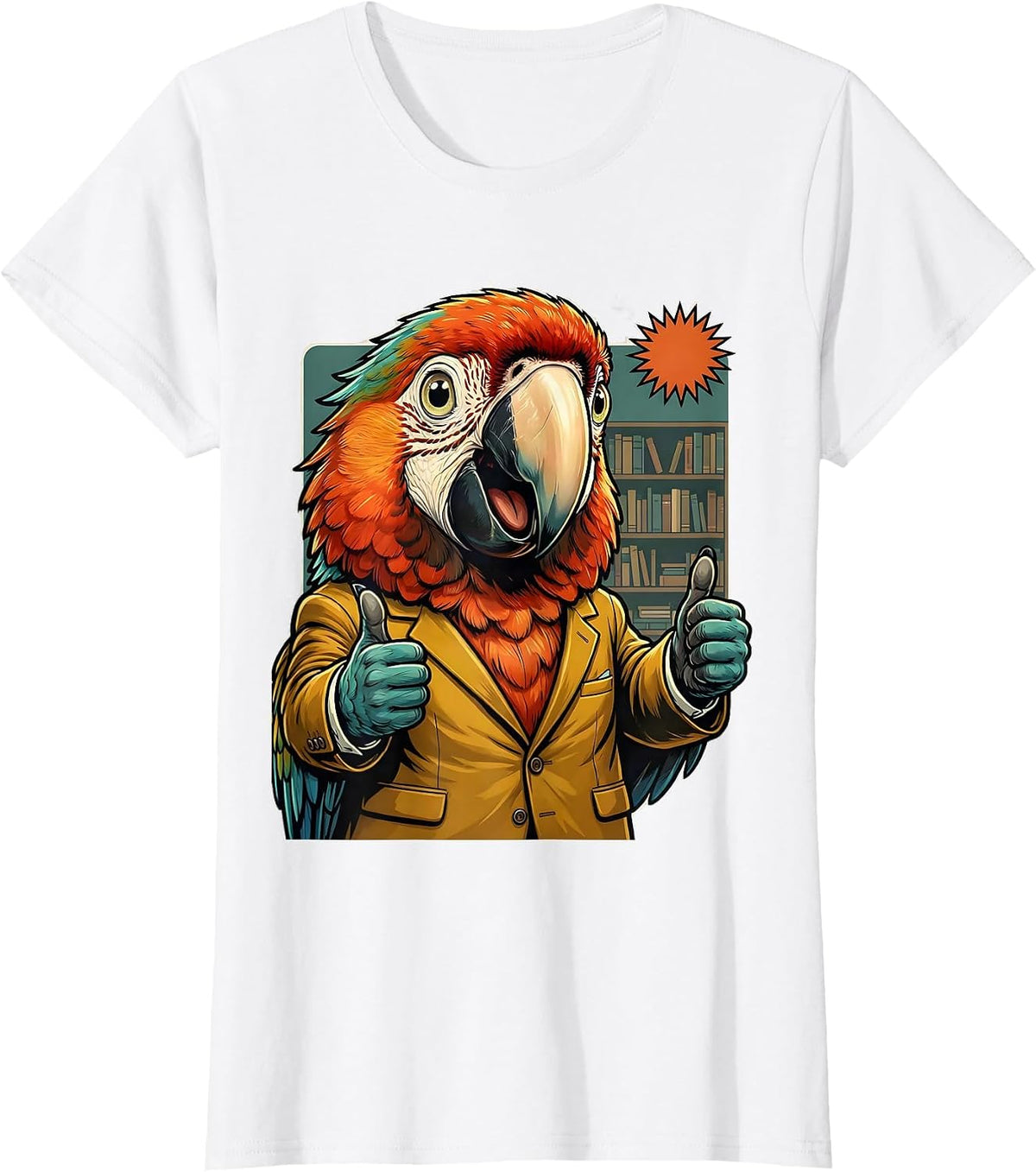 Women's Funny Parrot Zoom Meeting Background Graphic T-Shirt - White