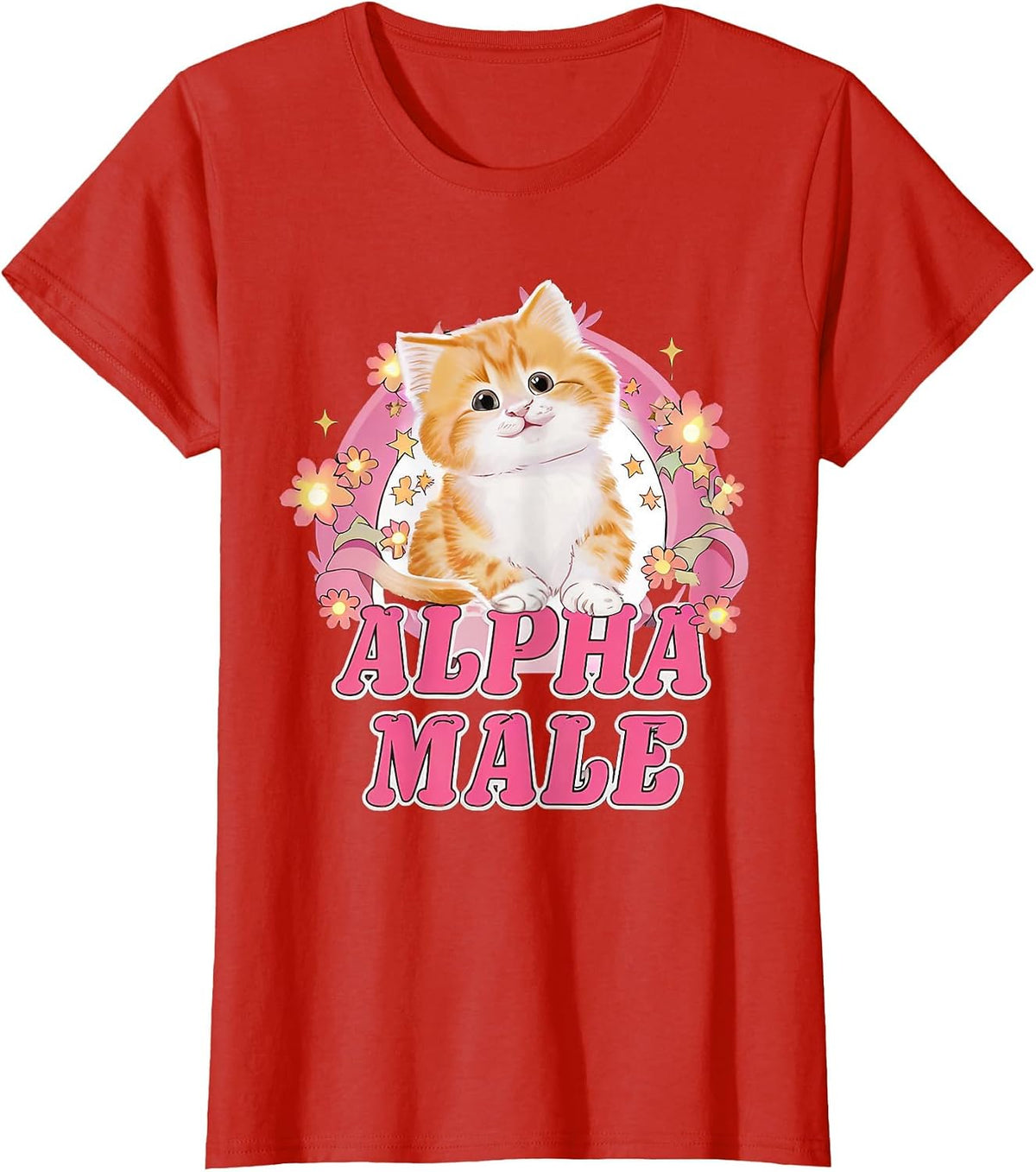 Alpha Male Cute Kitty Cat Funny Oddly Specific Dank Meme T-Shirt - Red