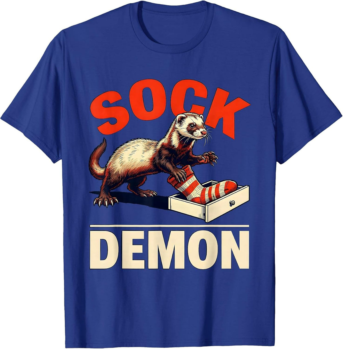 Men's Sock Demon Funny Ferret Lover Gift T-Shirt - Royal Blue