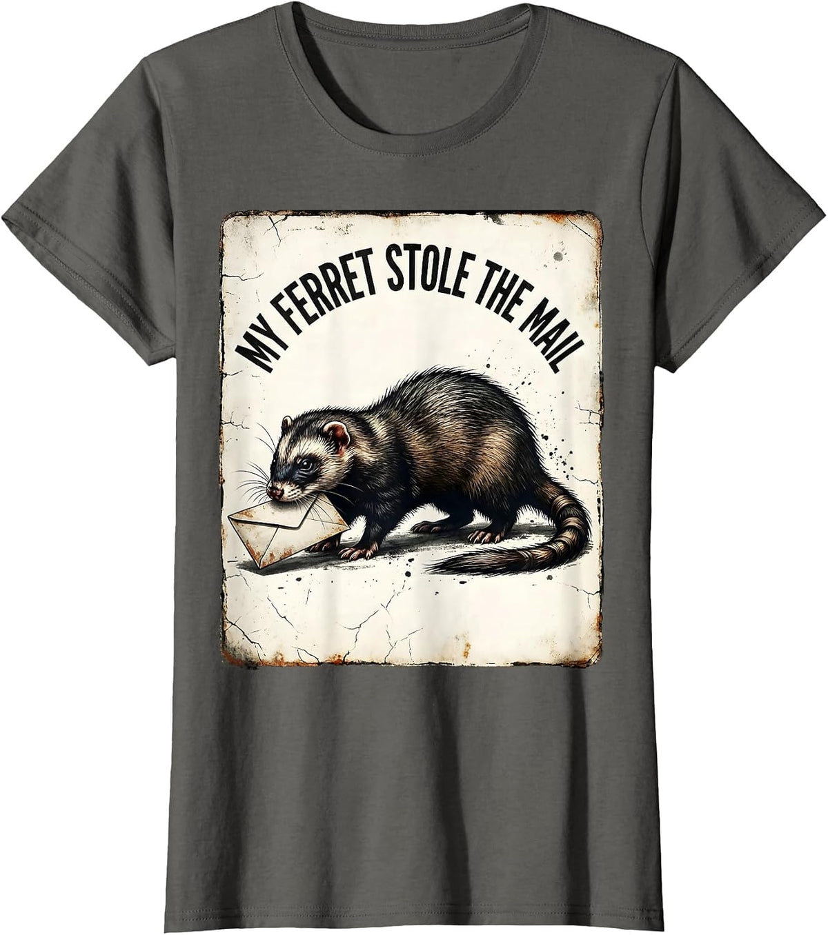 Women's My Ferret Stole The Mail Funny Ferret Lover Gift Ferret Mom T-Shirt - Asphalt Grey