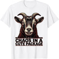 Men's Chaos In A Cute Package Funny Goat Design T-Shirt - White