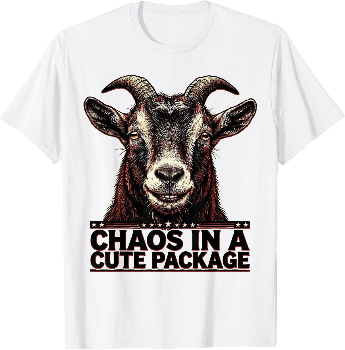 Men's Chaos In A Cute Package Funny Goat Design T-Shirt - White