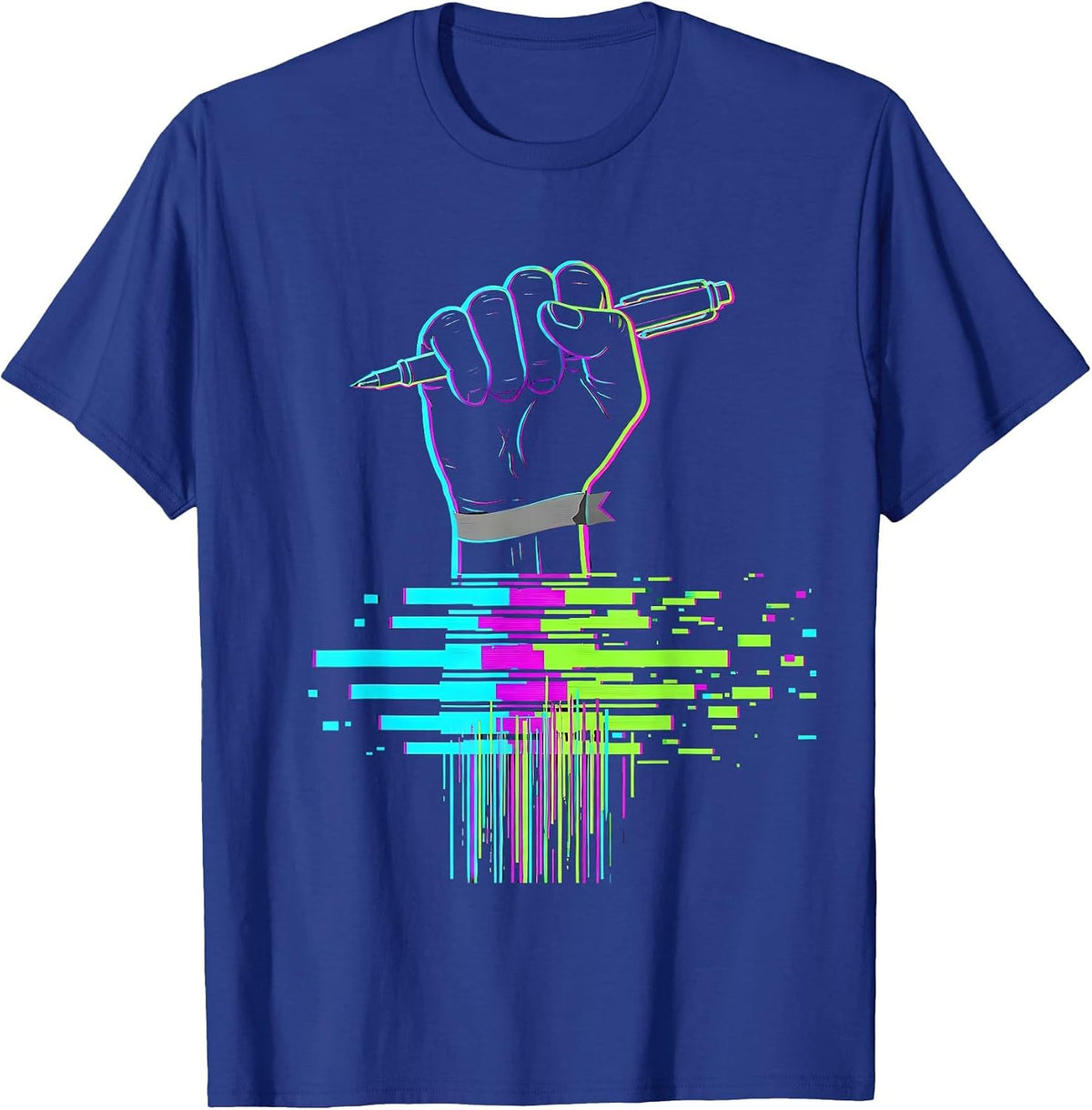 Raised Fist Glitch Humor Parkinson's Awareness T-Shirt - Royal Blue