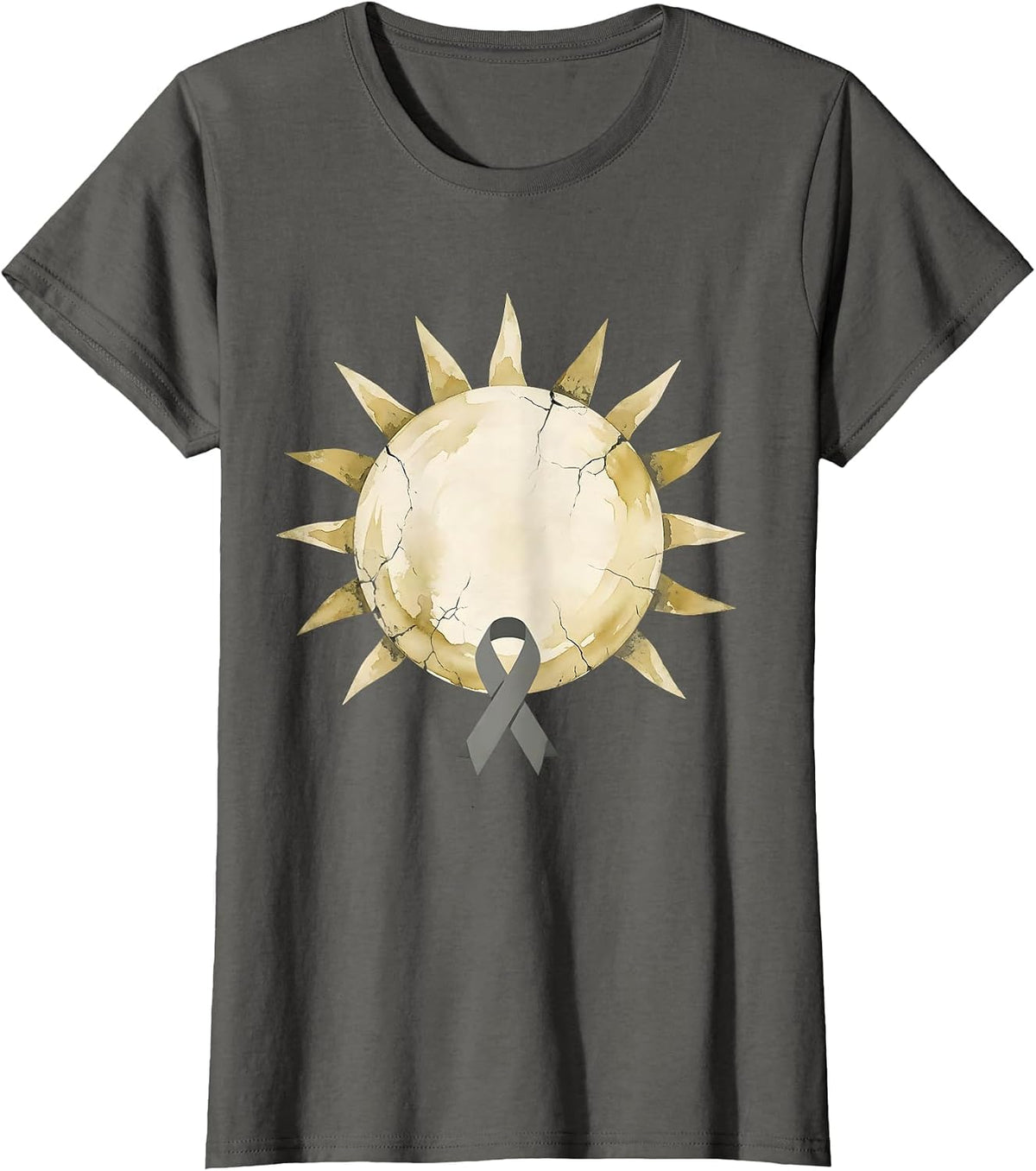 Women's Radiating Sun Boho Faith Parkinson's Awareness Support T-Shirt - Asphalt Grey