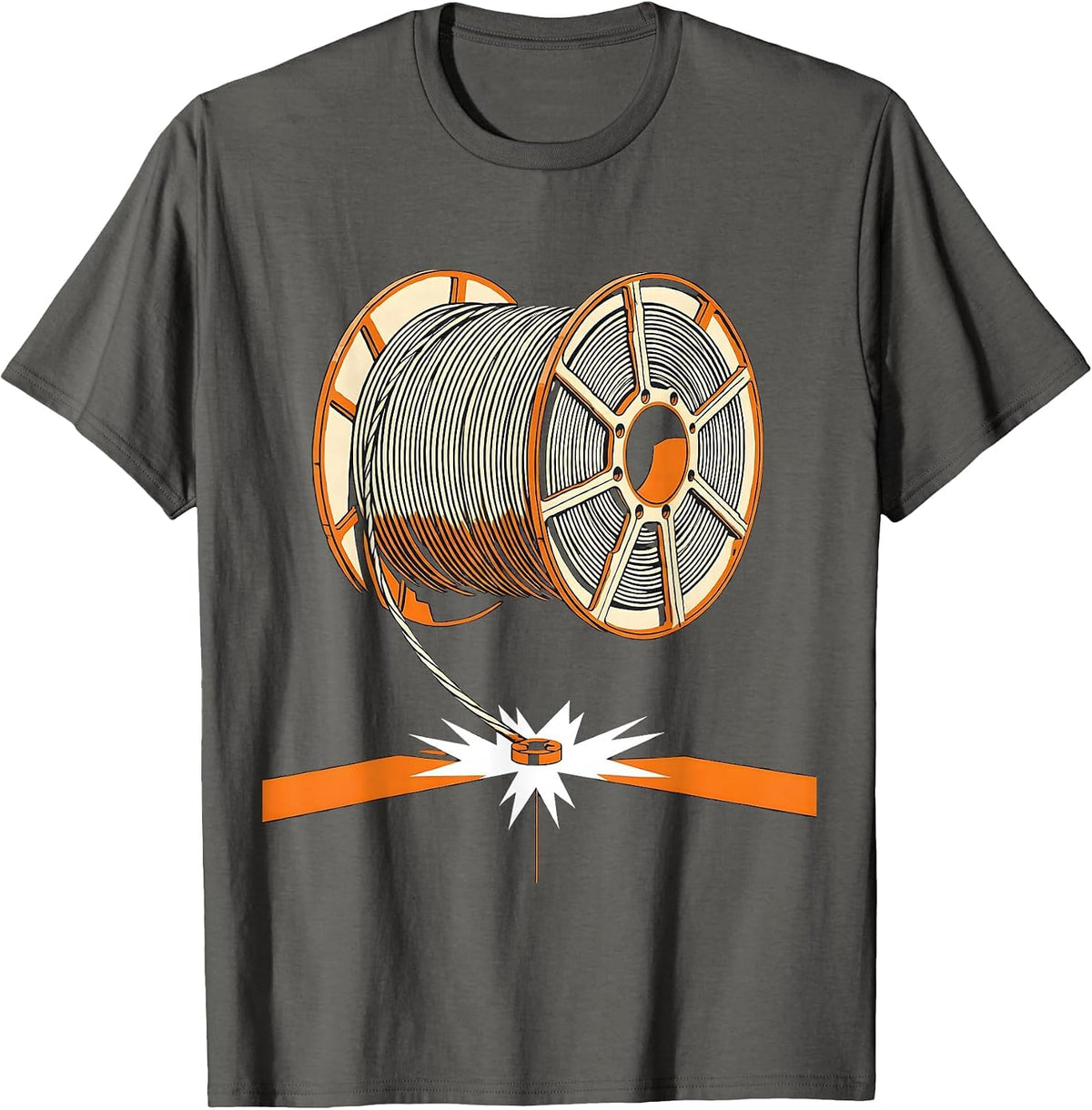 Welding Wire Spool Funny Blue Collar Metal Worker T-Shirt - Asphalt Grey