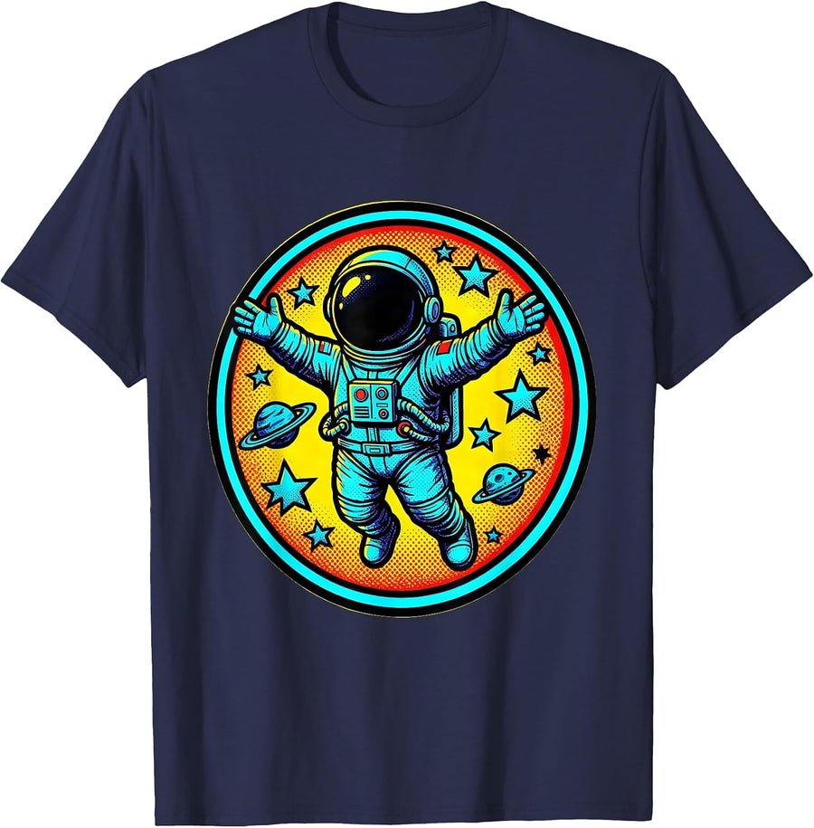 Astronaut Free Hugs Space Float Graphic T-Shirt - Navy Blue