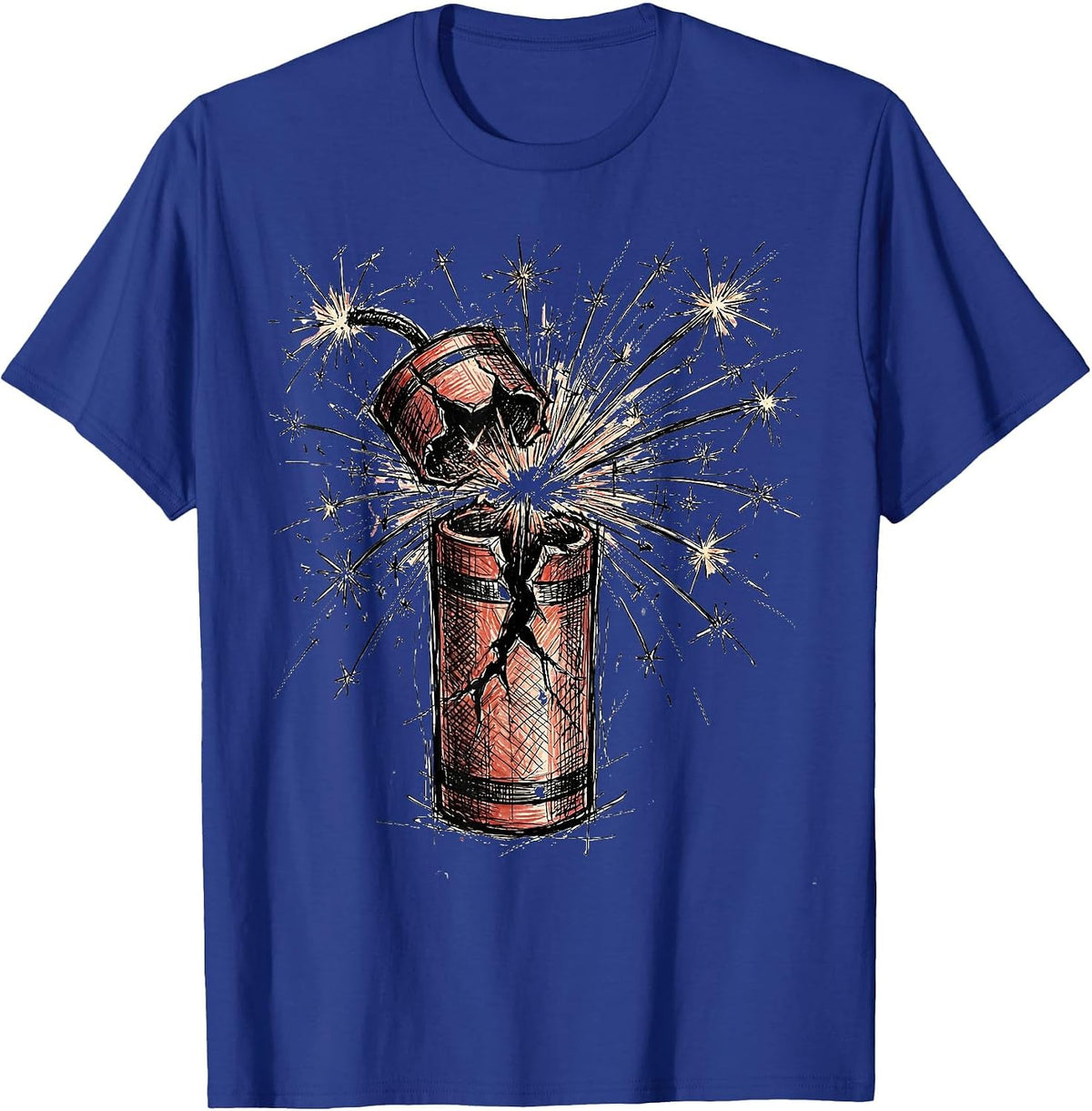 Lone Firecracker Exploding in the Night Sky T-Shirt - Royal Blue