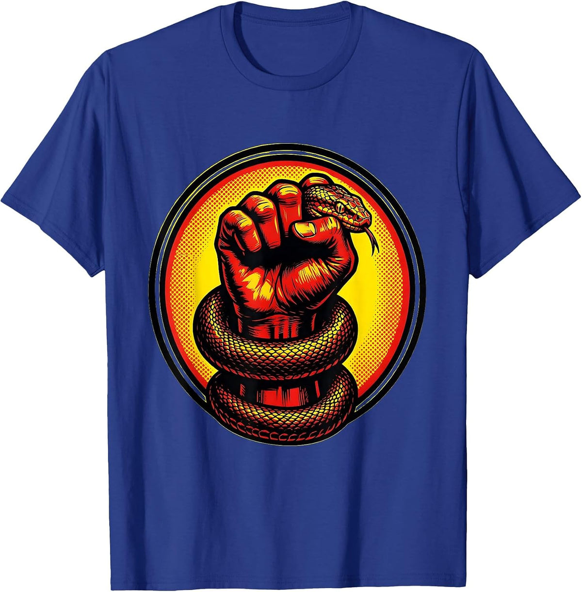 Snake Fist Rock Paper Scissors Graphic T-Shirt - Royal Blue
