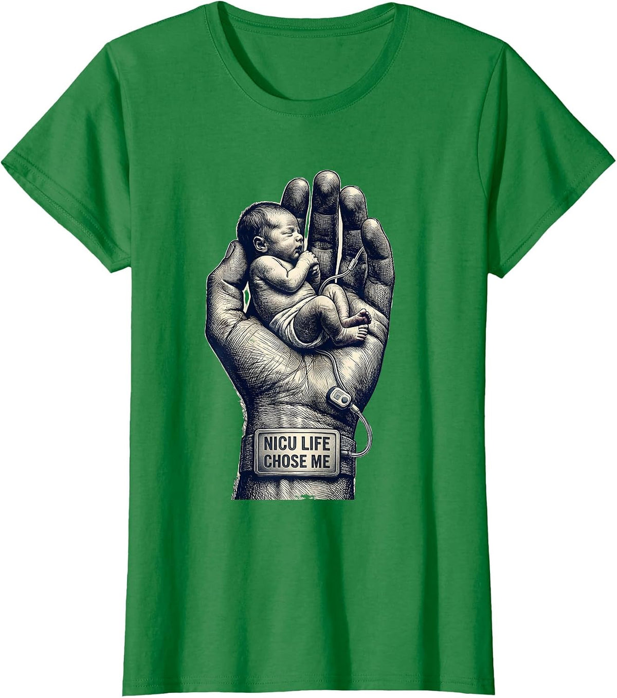 NICU Life Chose Me NICU Nurse Design T-Shirt - Kelly Green