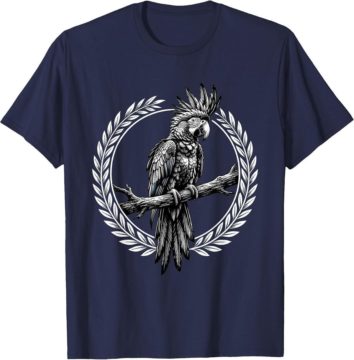 Dominican Hispaniolan Parrot Perched on Branch T-Shirt - Navy Blue
