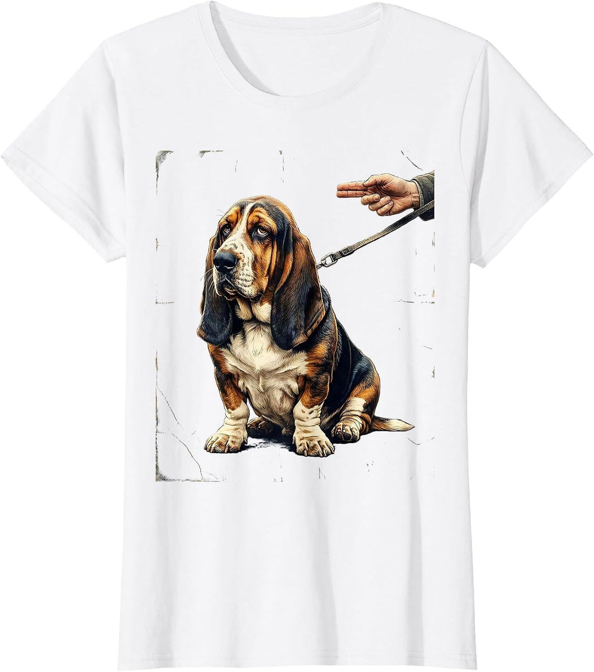Basset Hound Distressed Funny Dog Lover Gift T-Shirt - White