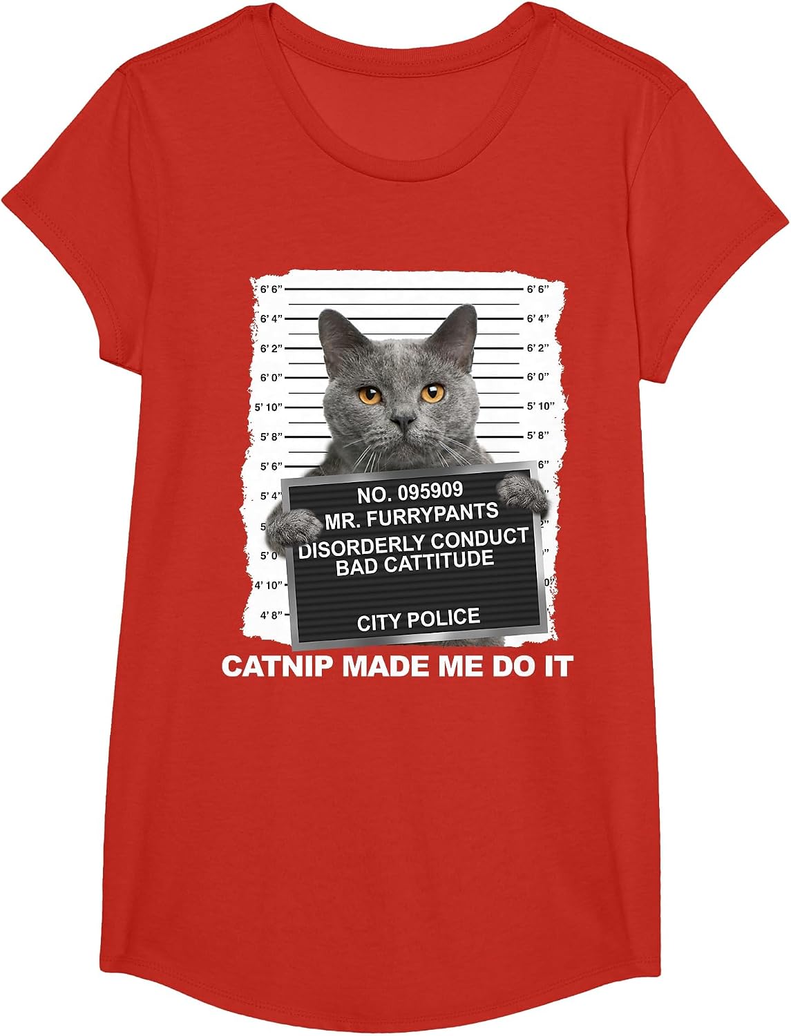 Catnip Made Me Do It Funny Cat Tee T-Shirt - Girls Red