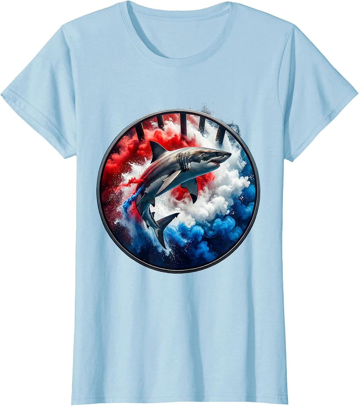 Gulf of America Bull Shark Fishing Pier T-Shirt - Baby Blue