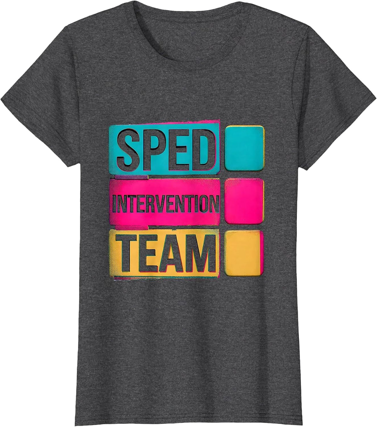 Women's SPED Intervention Team Risograph Special Education Teacher T-Shirt - Dark Heather Grey