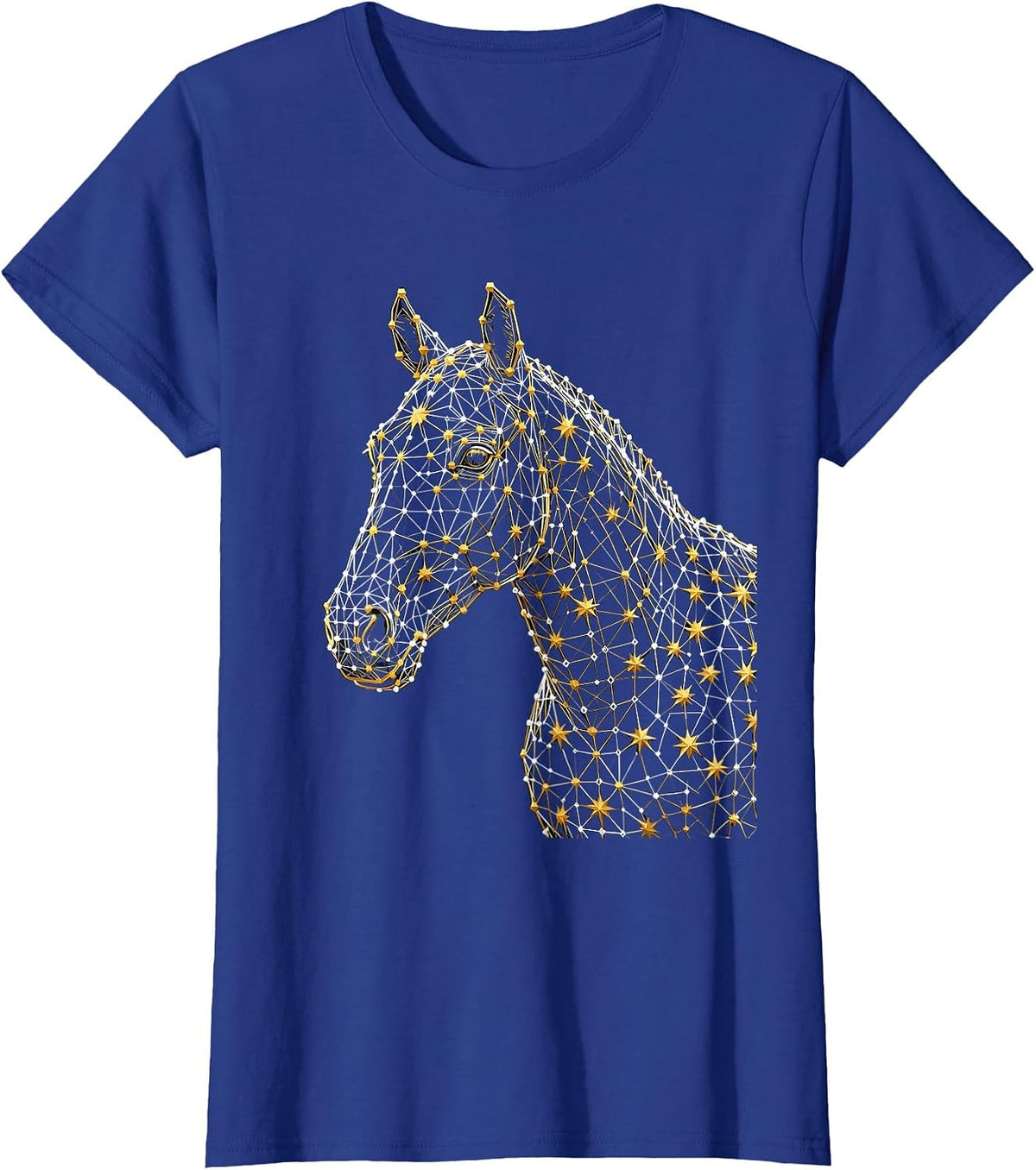 Women's Horse Constellation Star Profile Celestial Art T-Shirt - Royal Blue