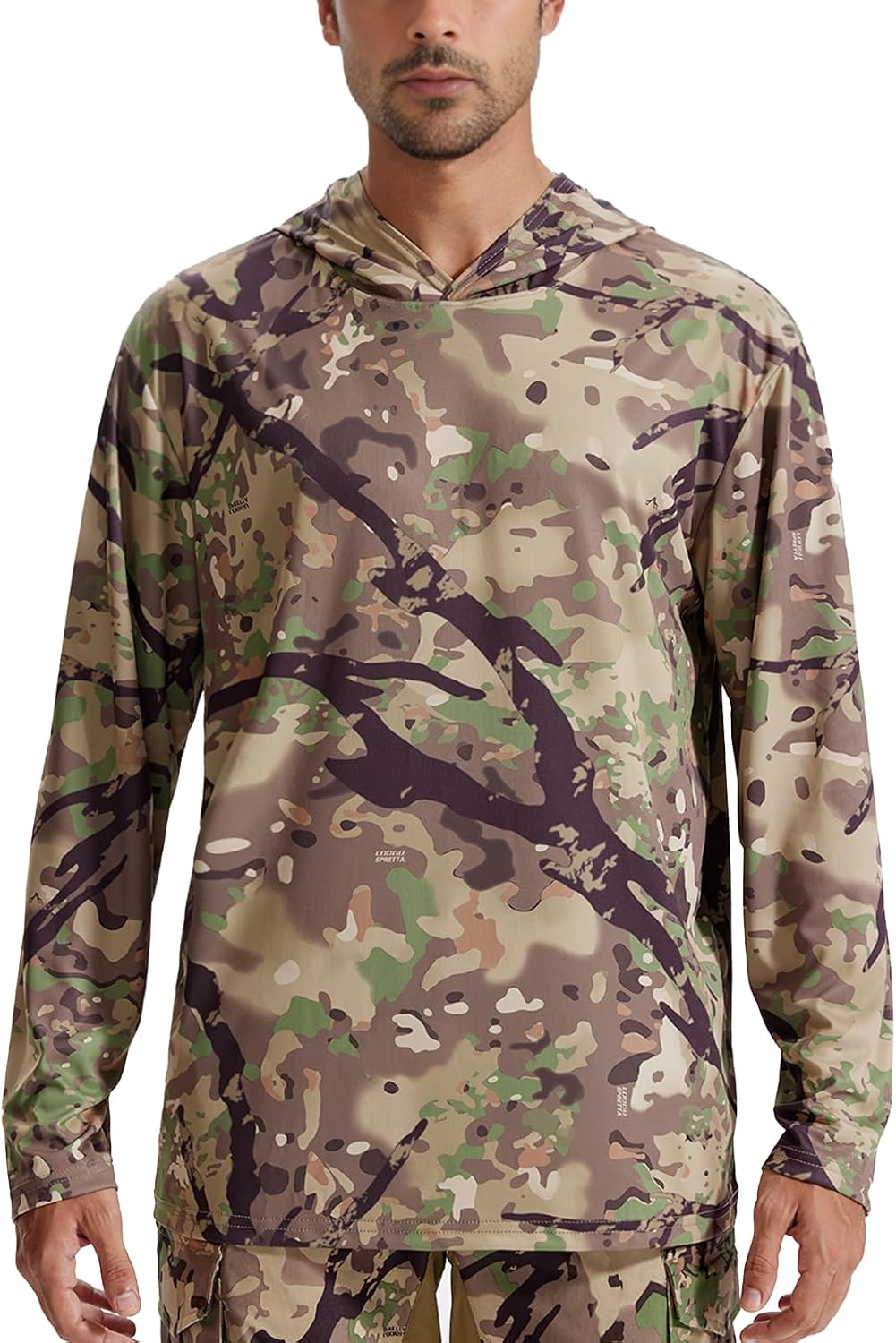 Camo Hoodie Long Sleeves Hunting Shirts for Men Quick Dry UPF 50+ Hiking Fishing Shirt with Hood - Spretta Desert