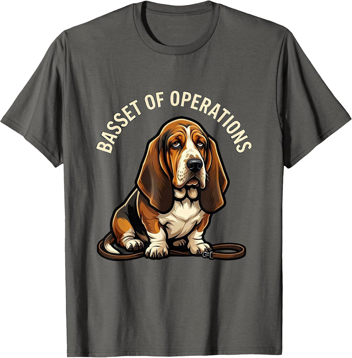 Basset of Operations Funny Basset Hound Dog Lover Gift T-Shirt - Asphalt Grey