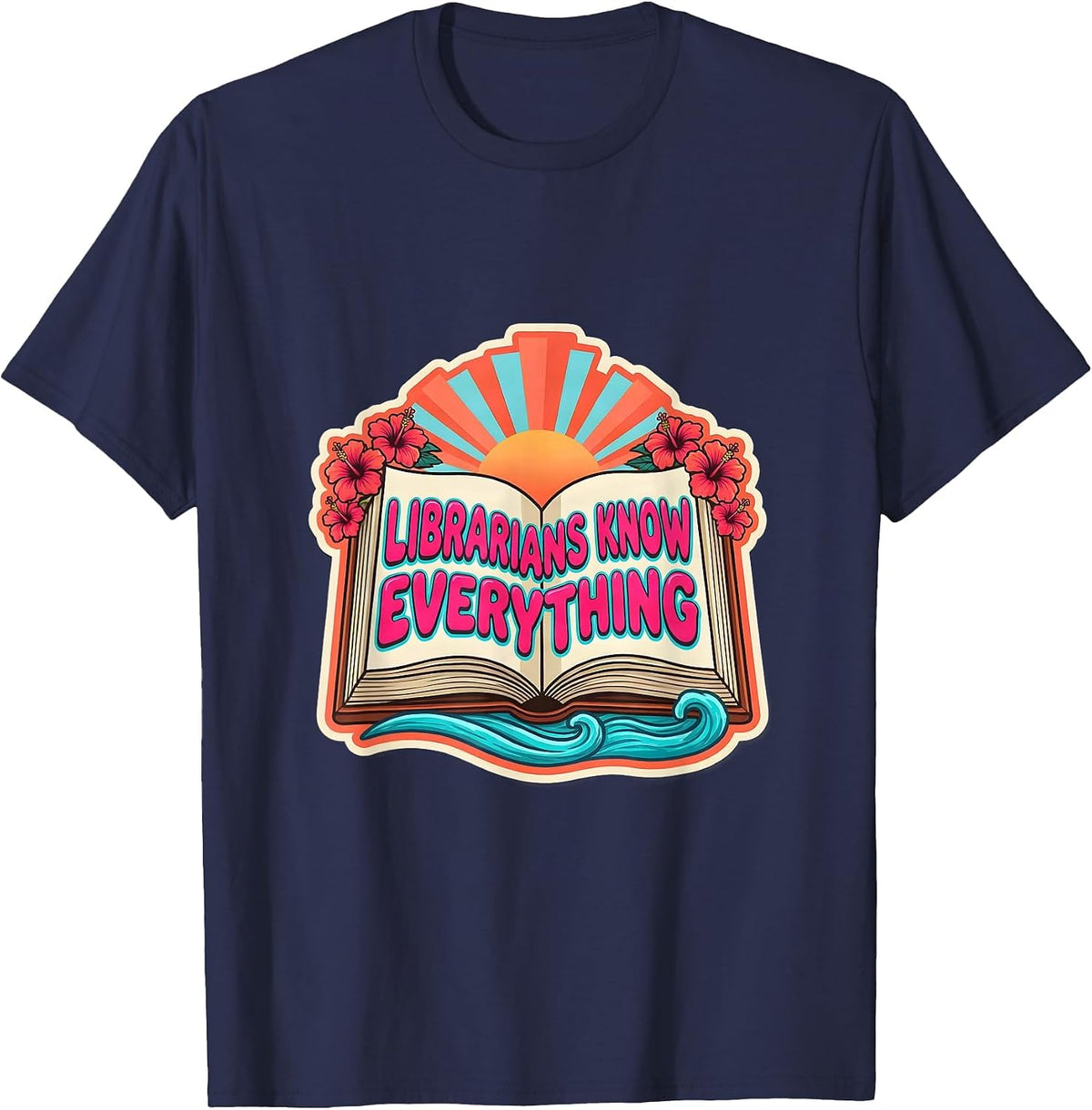 Men's Librarians Know Everything Book Lover Design T-Shirt - Navy Blue