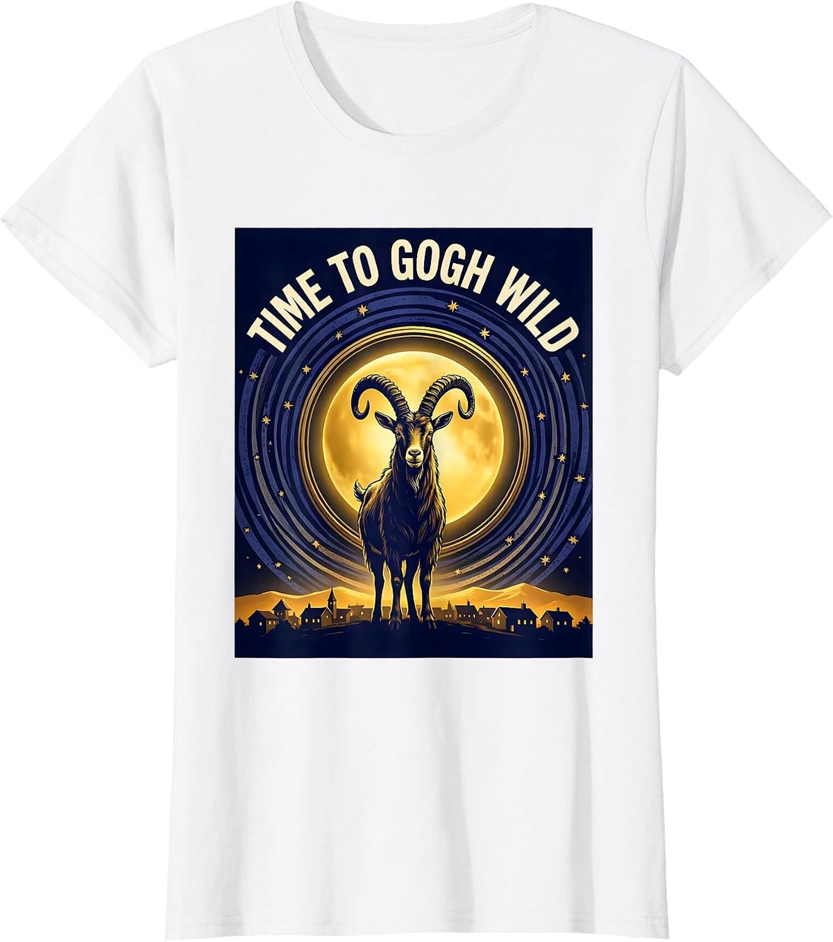 Women's Time To Gogh Wild Whimsical Art Parody Pet Lover Gift T-Shirt - White