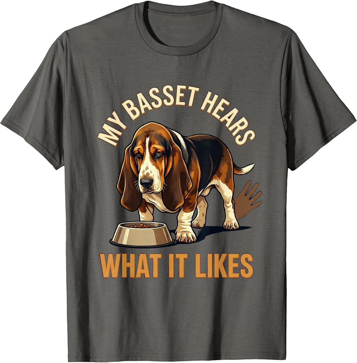My Basset Hears What It Likes Vintage Funny Basset Hound T-Shirt - Asphalt Grey