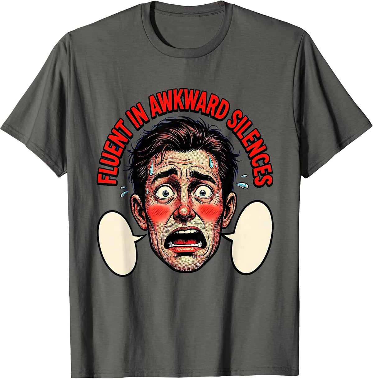 Fluent In Awkward Silences Funny Introvert Design T-Shirt - Asphalt Grey