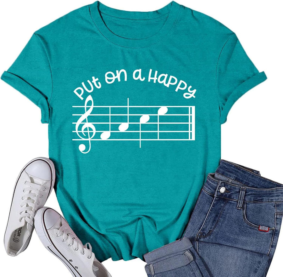 Music Teacher Shirts for Women Music Lover First Day of School Piano Tshirt - Cyan