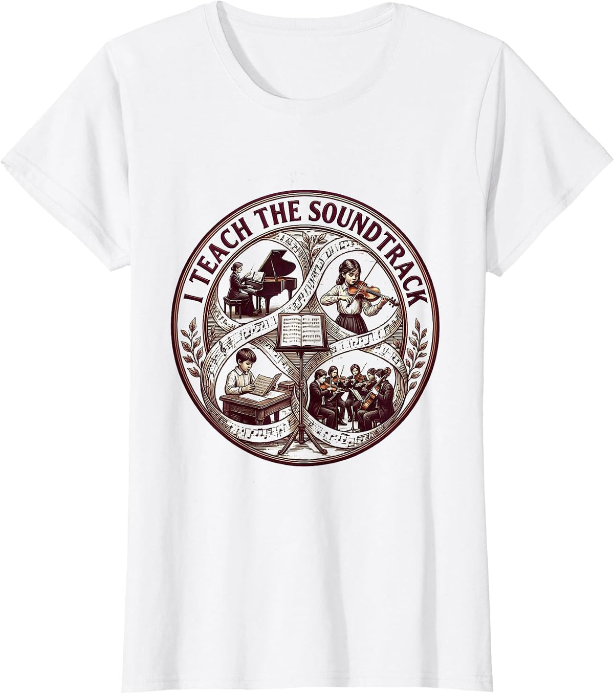I Teach The Soundtrack Music Teacher Design T-Shirt - White